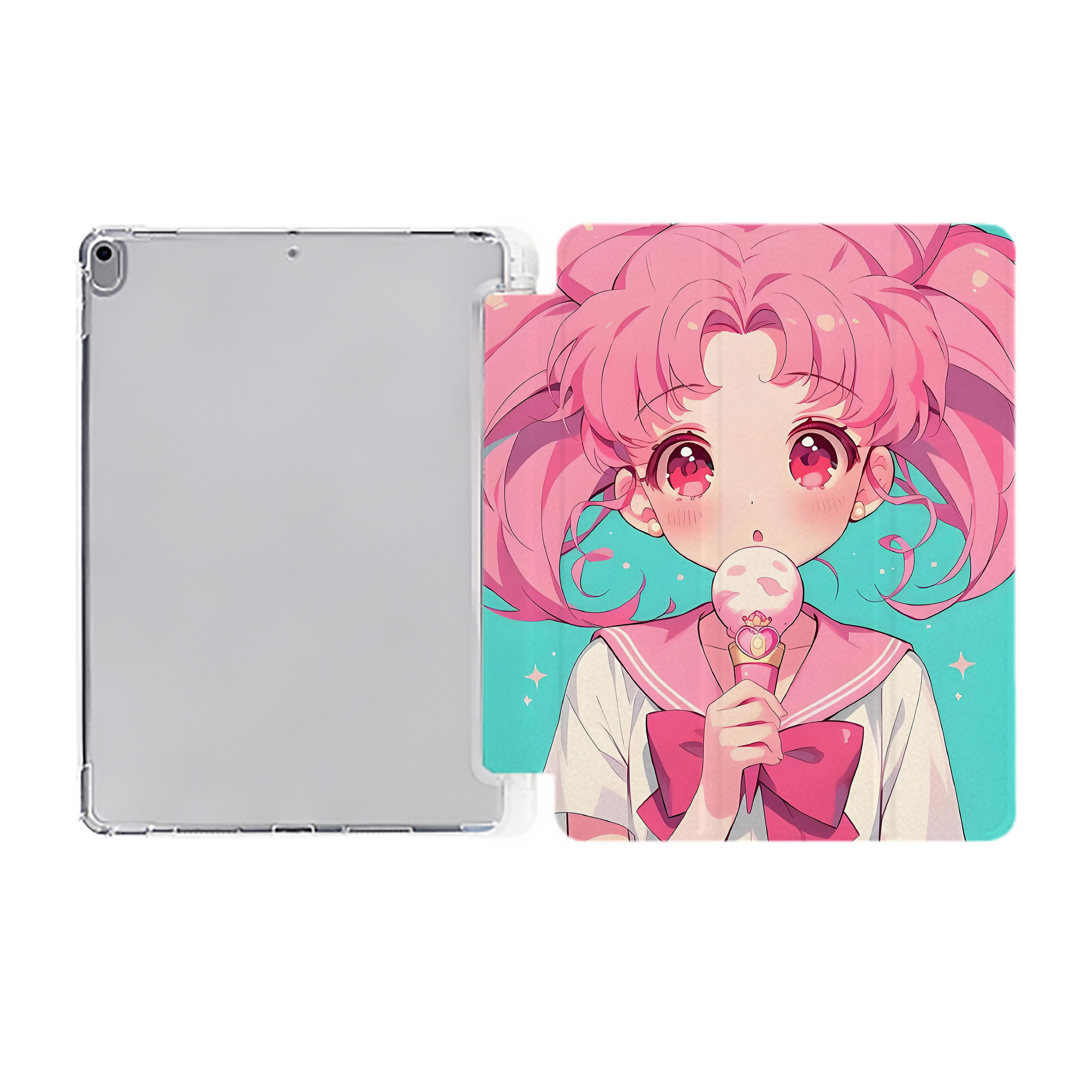 （画像用） 美少女戦士セーラームーン Sailor Moon IPad ケース ペン収納付き 三つ折りスタンド PUレザー×シリコン 対応機種9.5/10.5/10.9インチ